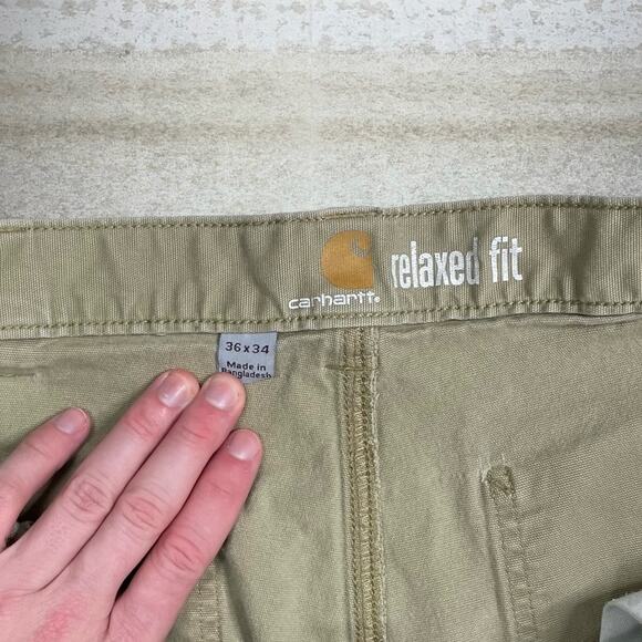 Vintage Carhartt Carpenter Pants Camel Tan Canvas Relaxed Fit Dungarees Work 90s - Picture 4 of 6